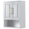 Wyndham Collection Daria Bathroom Wall-Mounted Storage Cabinet, White With Brushed Gold Trim