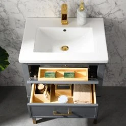 Urban Furnishing Clara 24" Single Bathroom Vanity In Gray With Porcelain Top -Kraus Shop f8d151310efd0285 2576 w800 h800 b0 p0