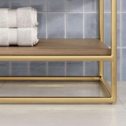 MOD Bahia Bath Vanity, Oak, 60", Brushed Gold Hardware, Single, Freestanding -Kraus Shop f9e1077f03acb058 1946 w800 h800 b0 p0