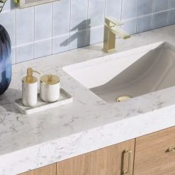 MOD Bahia Bath Vanity, Oak, 84", Brushed Gold Hardware, Double, Freestanding -Kraus Shop fa814a4403c743a6 6743 w800 h800 b0 p0