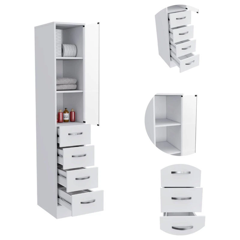 FM FURNITURE Preston Linen Cabinet, White 7 FM FURNITURE Preston Linen Cabinet, White - Image 5