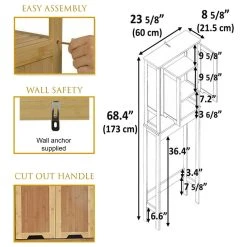 EVIDECO Over The Toilet Storage Cabinet Bathroom Mahe Bamboo - Wood, Mahe 12 EVIDECO Over The Toilet Storage Cabinet Bathroom Mahe Bamboo - Wood, Mahe -Kraus Shop fe115f4502fffb8c 2094 w800 h800 b1 p0