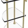 Allied Brass Three-Tier Corner Glass Shelf, Satin Brass