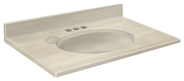 Transolid Cultured Marble 25"x19" Vanity Top, White On Bone 3 Transolid Cultured Marble 25"x19" Vanity Top, White On Bone