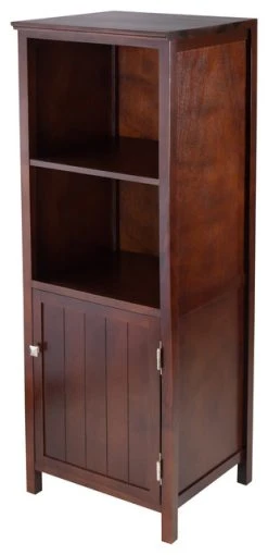 Winsome Brooke Jelly Cupboard With 2 Shelves In Antique Walnut